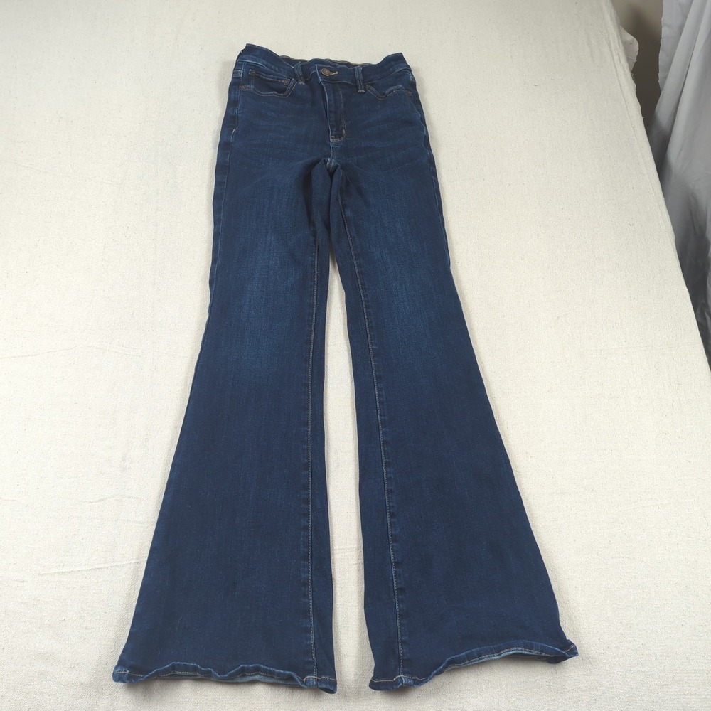 American Eagle Jeans Womens 2 Blue Super High Rise Flare Boho Hippie Stretch